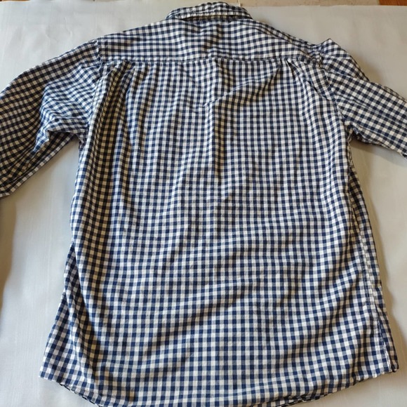 Chor Clothing Co. Blue White Gingham Check Button Down Front Long Sleeve Shirt - Picture 6 of 8